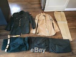 Vietnam Era US Army 82nd Airborne Uniform Lot Dress & Khaki Shirt Coat Pants