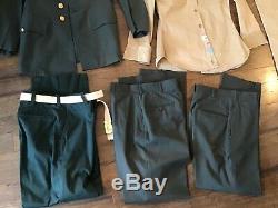 Vietnam Era US Army 82nd Airborne Uniform Lot Dress & Khaki Shirt Coat Pants