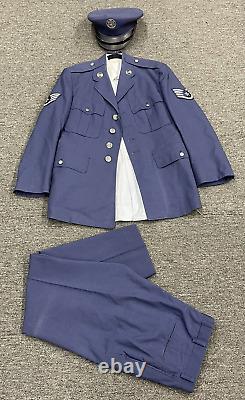 Vietnam US Air Force Staff Sergeant Blue Uniform Coat, Pants, Hat & Shirt