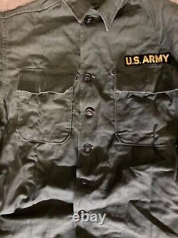 Vietnam US Army Fatigue Shirt (Jacket) Size S 8405-266-8063 + Pants + Brass Belt