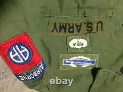 Vietnam War US OG107 airborne sz 42 shirt 173rd/82nd+rare cargo sz 32 pants