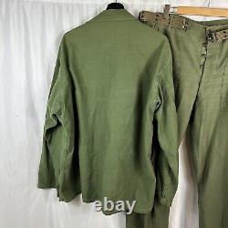 Vietnam War X-Large OD 107 Fatigue Set Shirt Pants & Belt Near Mint