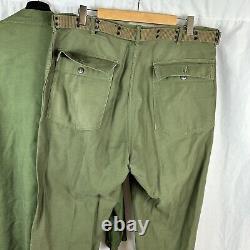 Vietnam War X-Large OD 107 Fatigue Set Shirt Pants & Belt Near Mint