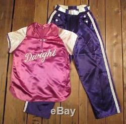 Vintage 1930s Dwight Basketball Warm-up Uniform Satin Pink Shirt withPurple Pants