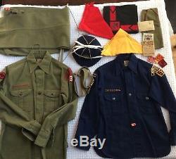 Vintage 1940s Cub Boy Scouts Uniform Lot Shirts Pants Hat Badges Patches Belt