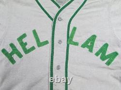 Vintage 1940s Hellam Baseball Team Uniform Shirt Pants Gray/Green #19 York, PA