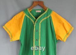 Vintage 1940s U. S. Veterans Adm. Baseball Uniform Shirt Pants Green/Gold Military