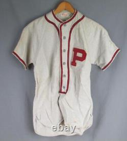 Vintage 1940s Wilson Flannel Baseball Uniform'P' Chenille Patch Shirt/Pants Sm
