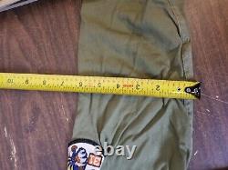 Vintage 1950's Boy Scout Uniform Green Shirt Pants Button Up Belt Bee Patch 31