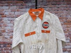 Vintage 1950's Clark Black Striped Gas Station Attendant Uniform Pants & Shirt
