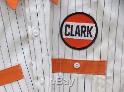 Vintage 1950's Clark Black Striped Gas Station Attendant Uniform Pants & Shirt