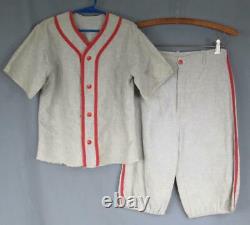 Vintage 1950s'Kid Emery' Wool Flannel Youth Baseball Uniform Shirt Pants Batboy