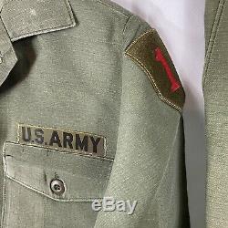 Vintage 1950s US Army Vietnam War Pants Shirt Large Set Starched 1st Division