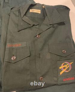 Vintage 1960's Boy Scouts Explorer Adult Set 2 Shirts Scarf Hat Pants