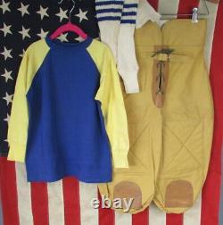Vintage 1960s Youth Football Uniform Blue/Gold Shirt Padded Pants Knit Socks