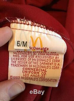 Vintage 1983 McDonald's Employee Uniform Shirt Pant Set Stripe Women's 6 Lot