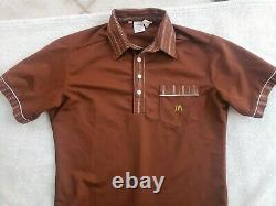 Vintage 1983 McDonalds Striped Brown Uniform Work Shirt Pants Adult Size S/M
