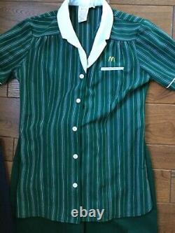 Vintage 1983 McDonalds Uniform Green Polyester Sz 10 Pants, Shirt, Apron