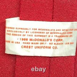 Vintage 1986 McDonalds Uniform Shirt size L Red Pants 30x32 Visor Tie Belt S1