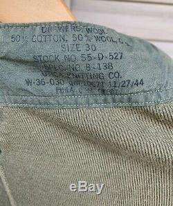 Vintage 40s WWII US Army OD Green Wool Blend Drawers Long Johns Pants/ Shirt Lot