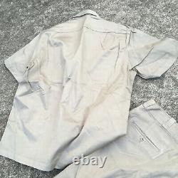 Vintage 50s 60s Korean Vietnam War Khaki Shirt Pants Uniform Chino Set Military