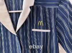 Vintage 80s McDonalds Full Uniform Blue Striped 1983 Shirt Pants Hat Retro