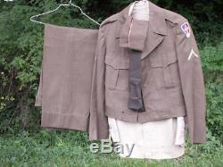 Vintage Army short wool coat jacket pants shirt hat tie patches maybe Korean War