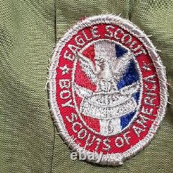 Vintage BSA Boy Scout 1970s Eagle Scout Uniform Collarless Shirt Pants Patches