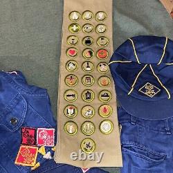 Vintage Cub Scout Uniform Shirts Sash 28 Patches Pants Cap 50's 60's