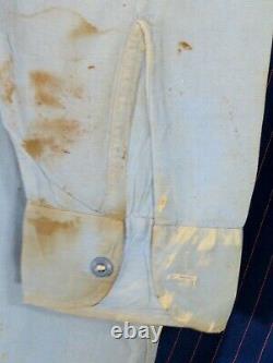 Vintage GULF GAS & OIL UNIFORM SET Striped Pants WORK SHIRT 38Chest 35-30Pants