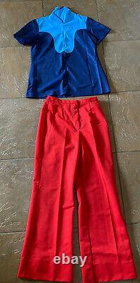 Vintage Mcdonlads 70s Employee Uniform Blue Shirt And Red Pants Medium