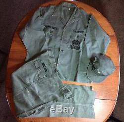 Vintage Military Uniform US Navy SEABEES Vietnam Korea Wallace Shirt Pants Hat
