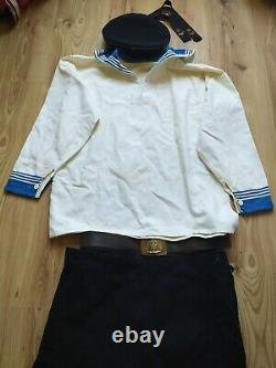 Vintage Soviet Military Uniform cap hat jumper shirt pants buckle Navy USSR VMF