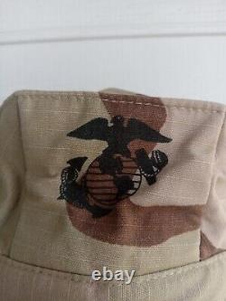Vintage USMC Desert Storm Tan Camo Full Uniform Hat, shirt, pants NAMED