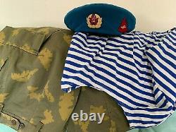 Vintage USSR Soviet Russian VDV Paratrooper Uniform Camo Pants, Beret, T-Shirt