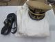 Vintage Us Navy Commander Cdr Uniform Visor Hat 7 1/4, Belt, Pants And Shirt
