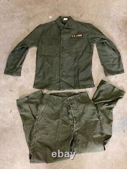 Vintage Vietnam US Army Fatigue Shirt (Jacket) Size S 8405-266-8063 with Pants