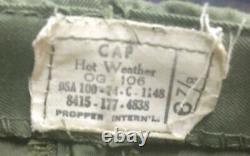 Vintage Vietnam War US ARMY Military Uniform HAT CAP OG 107 matches pant shirt