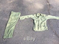 Vintage Vietnam jungle fatigue shirt and pants rip stop poplin OG 107 od green