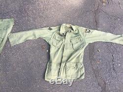 Vintage Vietnam jungle fatigue shirt and pants rip stop poplin OG 107 od green
