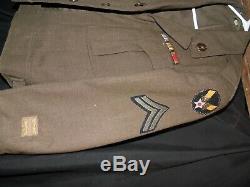Vintage WW2 US Army Uniform Lot Corporal Wool Jackets Pants Shirt Puttees Papers