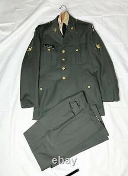 Vintage WW2 US Military Uniform with Pants, Shirt & Tie Dice 11 Corps Patch