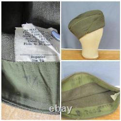 Vintage WWII US Army Wool OD Uniform Gas Flap Shirt Pants Cap 1941 Ruptured Duck