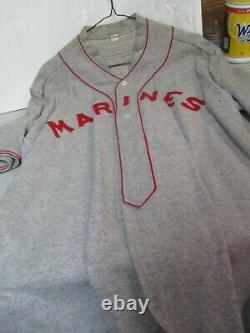 Vintage Wool Baseball Uniform Shirt with Two Pants 50/60s MARINES