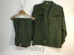 Vintage1960s US ARMY Shirt/ pants Vietnam Sateen OG 107 PANTS 32X29