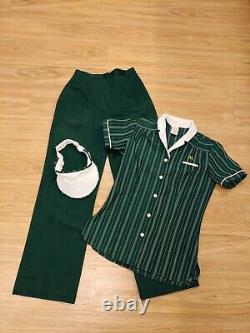 Vtg 1983 Original ladies green McDonald's Uniform Shirt Pants Visor Hat sz S