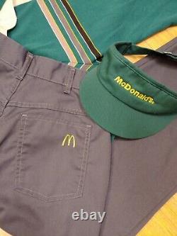 Vtg 1986 Original ladies McDonald's Uniform Shirt Pants Visor Hat sz S