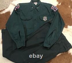 Vtg 40s Lion Work Uniform Civil Defense Sanforized Shirt Pants Waldes Zipper