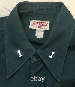 Vtg 40s Lion Work Uniform Civil Defense Sanforized Shirt Pants Waldes Zipper