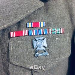 Vtg 40s WW2 Complete Uniform, Jacket Shirt Pants Hat. With Medals Great Shape